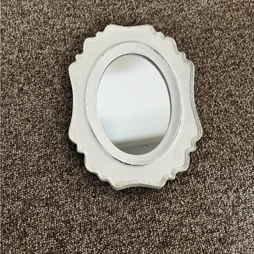 Elegant White Oval Wall Mirror